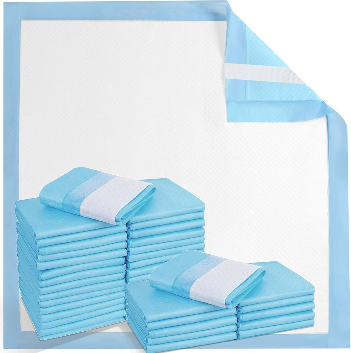 Disposable Bed Pads with Adhesive Strips , Extra Large Thicken Adults Incontinence Underpads, Heavy Duty Absorbent Chucks, XL Puppy Training Pee Pads