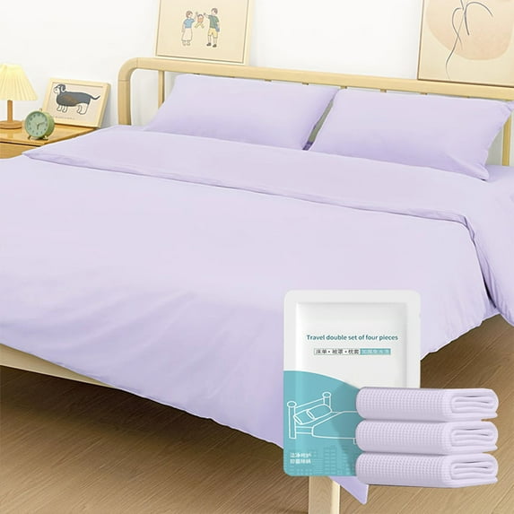Disposable Bed Sheet under $5! CQCYD Disposable Bed Sheet Set, Hotel Travel Portable Bedding, Thickened Quilt Cover for Single Double Bed, Hygienic Non-Woven Bed Linens
