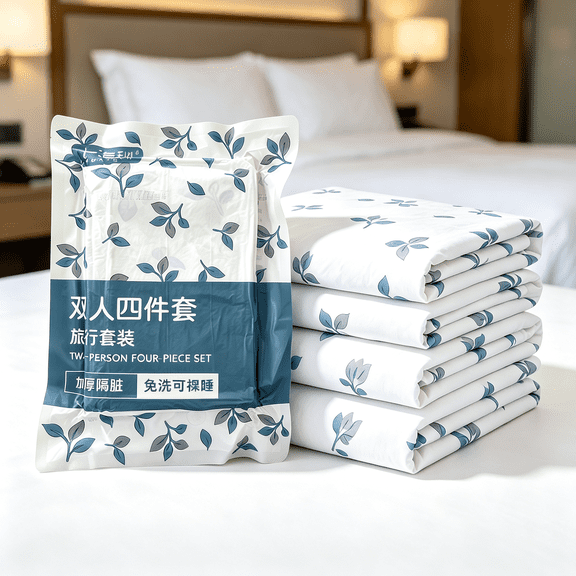 Disposable Bed Sheet for Travel Disposable Sheet for Hotel,Bedding Cover Portable Sheet with Quilt Cover, Bed Sheet and Pillowcase for Travel Business Trip Spa Hotel
