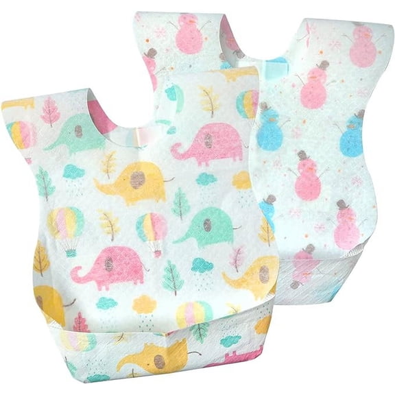 Disposable Bibs for Toddlers, 30 Pcs 3 Styles Disposable Bibs Baby Travel Essential