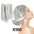 thumbnail image 1 of Smilco Disposable Hair Nets, Unisex Bouffant Caps, 12.53in Diameter, 1 of 7