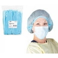 thumbnail image 1 of Disposable Bouffant Caps, Blue, Perfect for Medical, Salon, Hair Net, Head Cover, Labs, Nurse Cap, Tattoo, Food Service, Hospital, 100 Count, 1 of 5