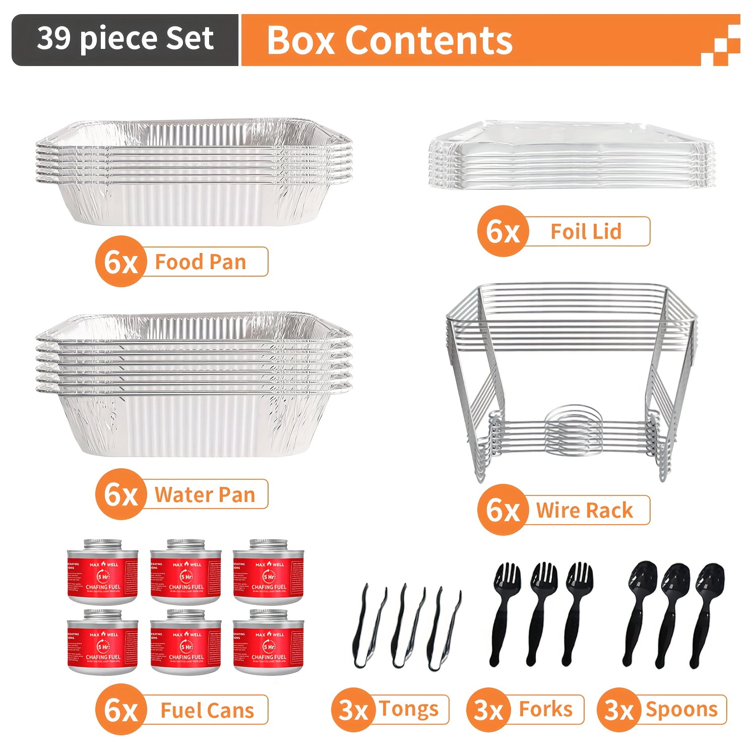 Disposable Buffet Warming Set with Half-Size Chafing Dish Pans for ...