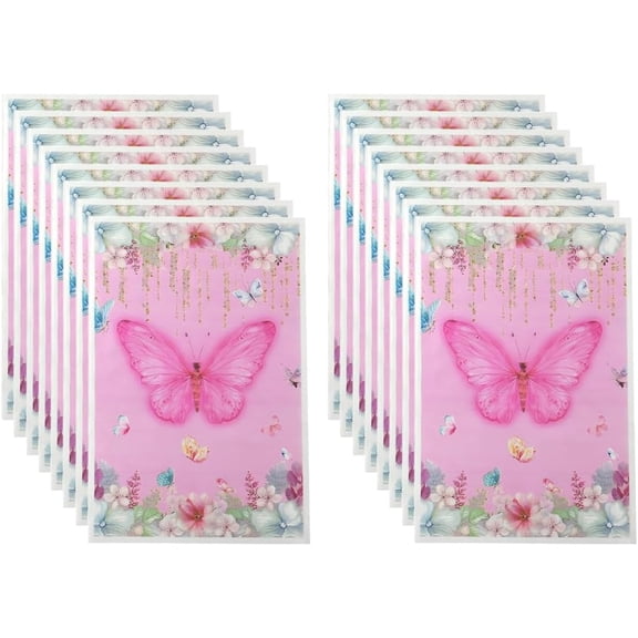 Disposable Butterfly Printed Paper Gift Bags Rectangle Pink Butterfly 250x166x0.04mm for DIY