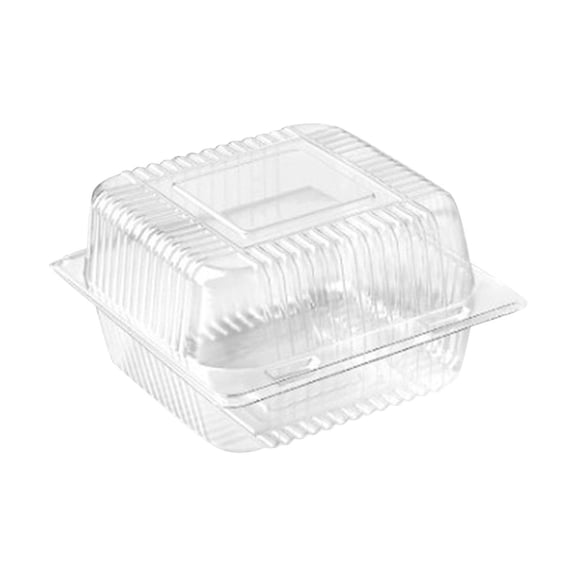 Disposable Cake Containers, 100 Count Clear Clamshell with Attached Lids, for Takeout Bakery Desserts