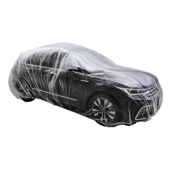 Disposable Car Cover, Transpa-rent PE Plastic Vehicle Film Cover, Waterproof Dustproof Full Car Protector, Universal Automotive Dust Shield