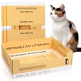 thumbnail image 1 of Disposable Cat Litter Box, 5 Pcs 14.96 x 11.4 x 4.7 Inch Double Layer Foldable Paper Prefilled Portable Tray for Small Kitty Pet Travel Needs, Yellow, 1 of 6