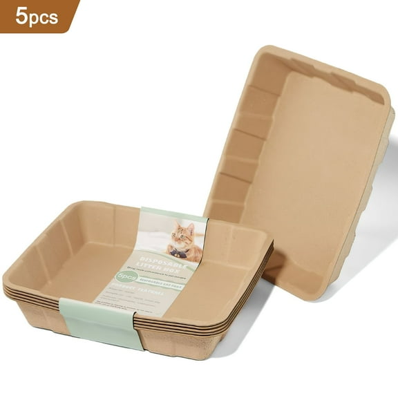 Cshidworld 5 Pack Large Disposable Litter Box for Cats, Hamster, Guinea Pig Mice Bunny Small Animals, Paper Litter Tray Travel Toilet Cat Litter Box for Indoor Outdoor, Durable and WaterResistant