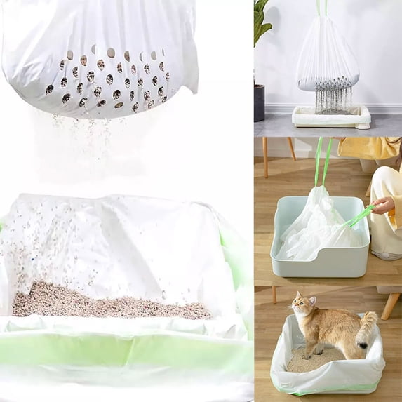 Disposable Cat Litter Waste Bag Sifting Liners With Holes for Easy Cleaning and Control, 79x45.7cm, White