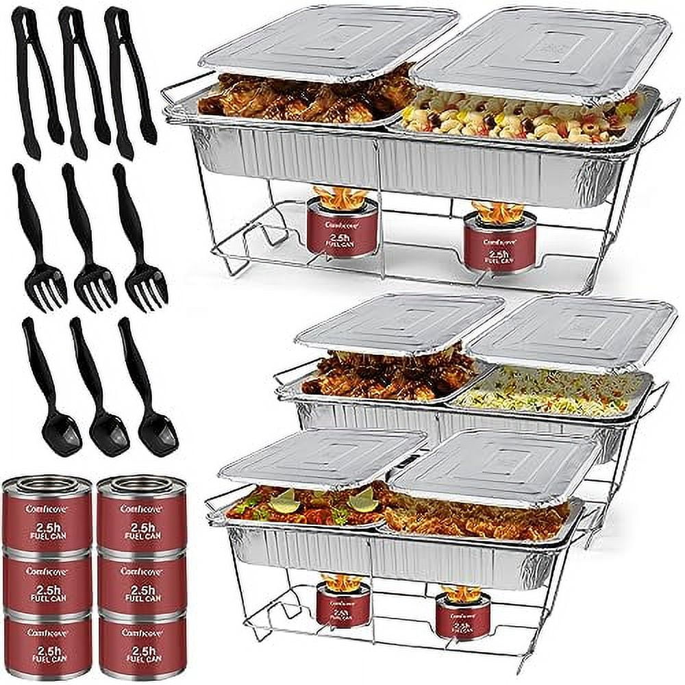33Piece Disposable Chafing Dish Set with Warmers, Covers, Pans, Trays, Utensils, Lids, 2.5H