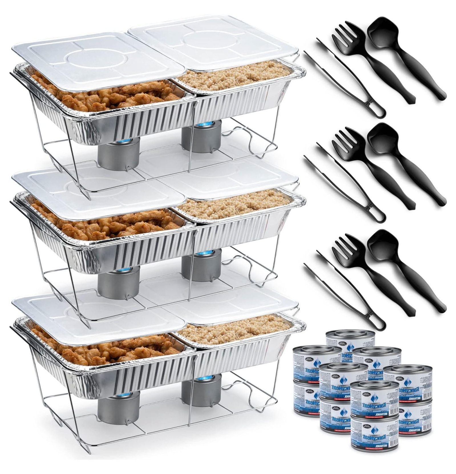 Disposable Chafing Dish Buffet Set 39 Piece Food Warmers for Parties