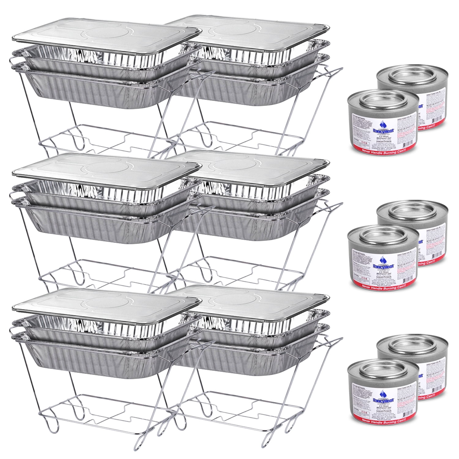 Disposable Chafing Dish Buffet Set Set of 6 / 36pc HalfSized Catering Chafers and Buffet