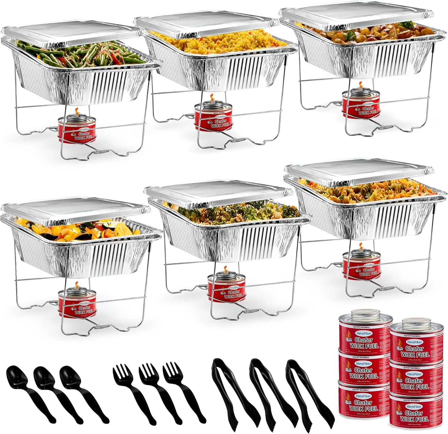 Disposable Chafing Dish Buffet Set, Food Warmers for Parties, Catering