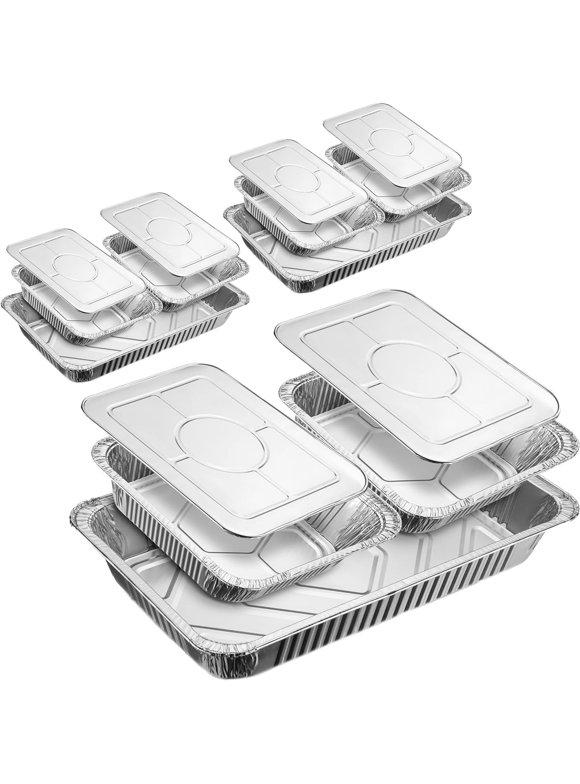 Diplastible Disposable Chafing Dish Buffet Set Food Warming Trays, 3 Water Food Warmer Pans, 6 Foil Pans, 6 Lids