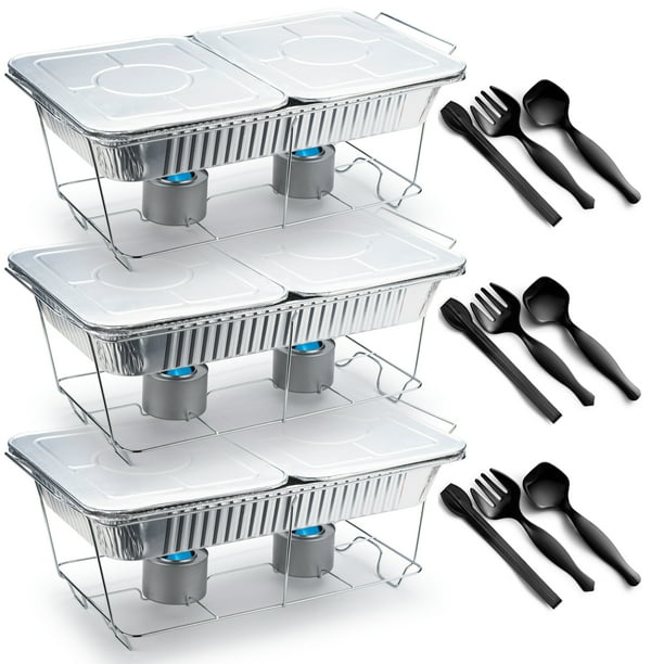 Disposable Chafing Dish Buffet Set Wire Racks Pans Lids Serving Spoons