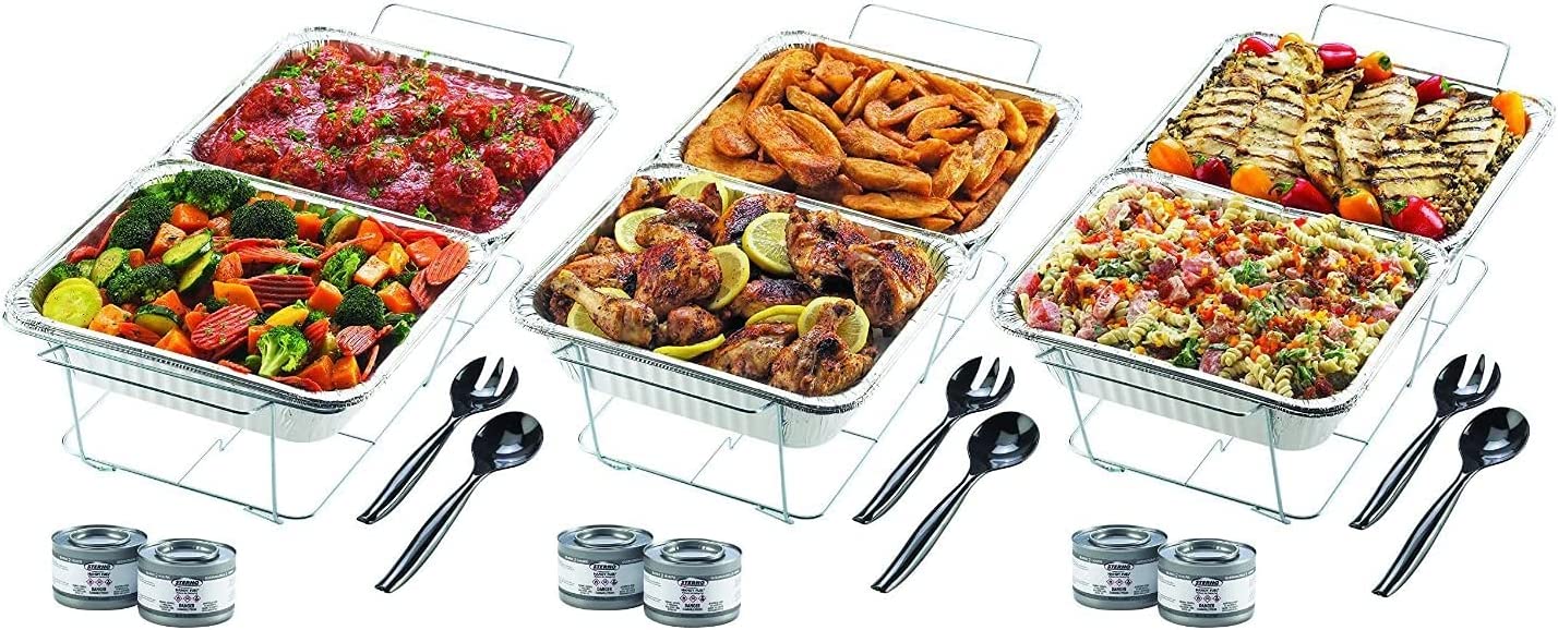 Disposable Chafing Pans Dish Set with Wire Stands 33 piece Buffet