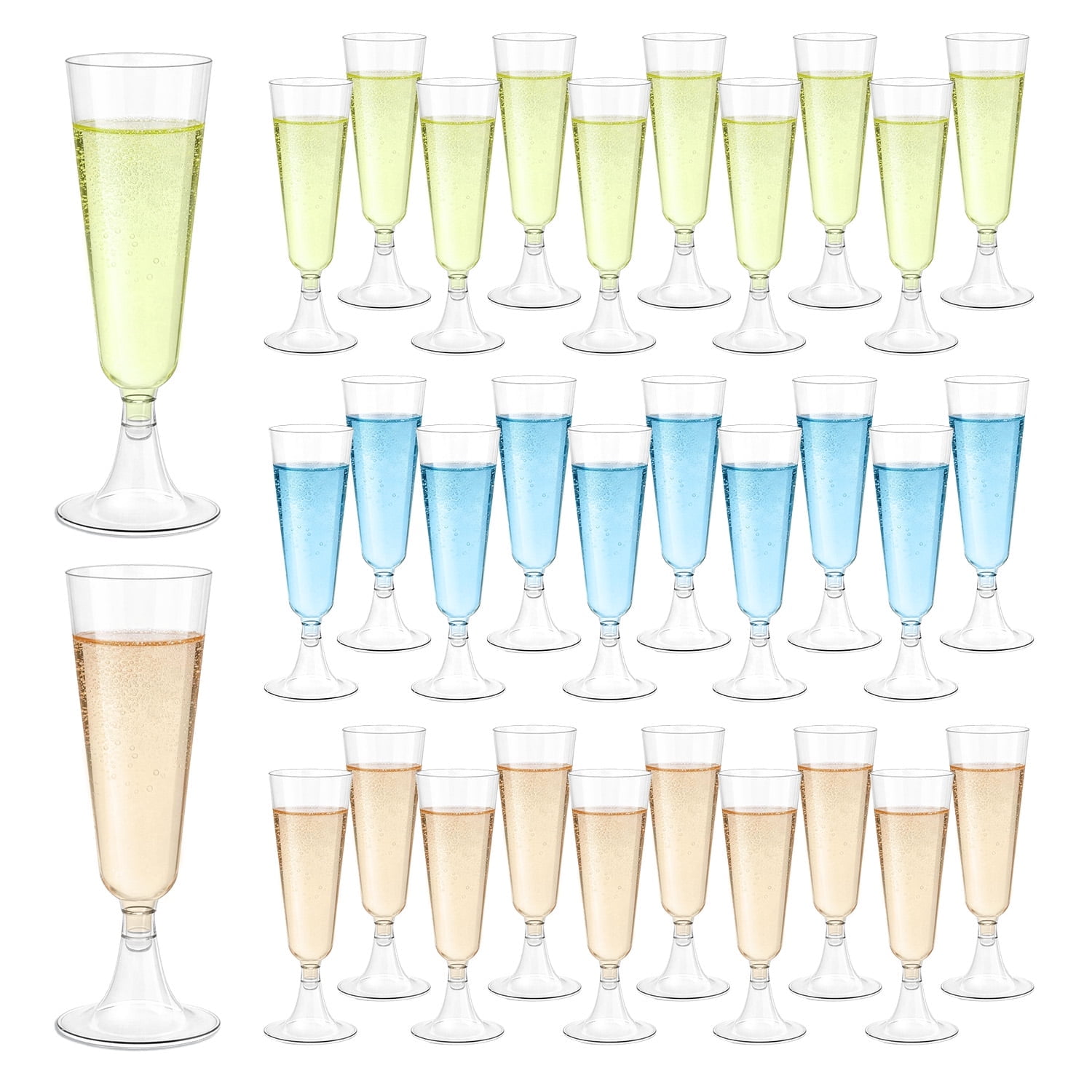 TINANA Plastic Champagne Flutes 40 Pack, 5 Oz Clear Disposable Champagne Glasses with Stem, Shatterproof BPA-Free Wine Glass Cups for Wedding, Party & New Years Eve
