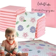 Disposable Changing Pads for Babies 18 x 24in 50 Count Quick Absorbent Liners Leak-Proof and Waterproof Mess-Free Diaper Changes for Toddlers Pink Printed Summer