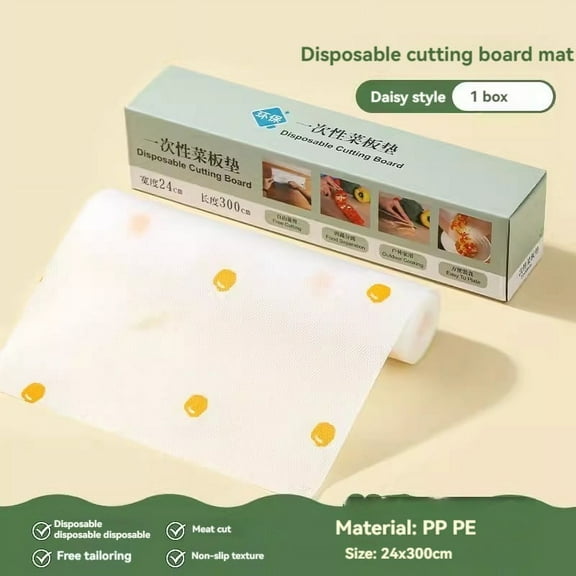 Disposable Chopping Board Paper - Food Grade Cutting Mat Kitchen Prep Sheet - Non-Slip Flexible Cutting Board - Hidden Blade Chopping Mat for Vegetables & Meat - 1 Roll