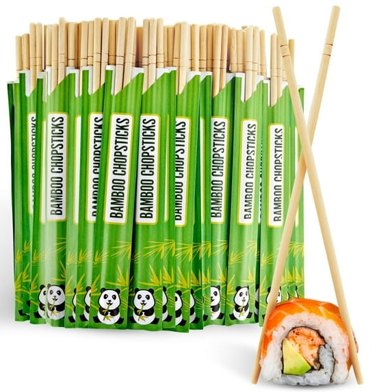 Disposable Chopsticks (100 Pack) - Wooden Chopsticks - Bamboo Chopsticks - Chopsticks Pack Utensils - Separated & Wrapped - Chopsticks for Chinese Food, Sushi, Takeout & Delivery - Stock Your Home