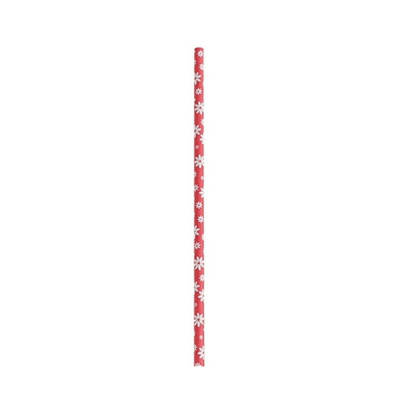 Disposable Christmas Snowflake Paper Straw,Christmas Straws-Red White Snowflake Pattern,Christmas Drinking Paper Straws,Xmas Snowflake Straw for Family Party Favors Supplies,Red,7.7"