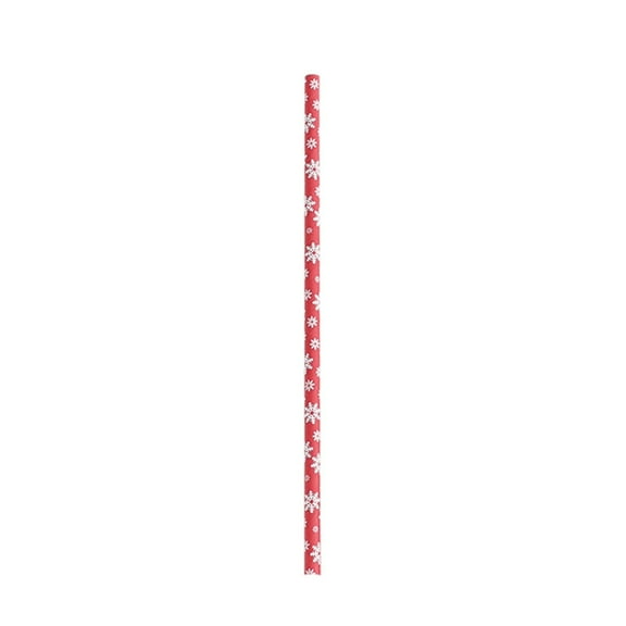 Disposable Christmas Snowflake Paper Straw,Christmas Straws-Red White Snowflake Pattern,Christmas Drinking Paper Straws,Xmas Snowflake Straw for Family Party Favors Supplies,Red,7.7"