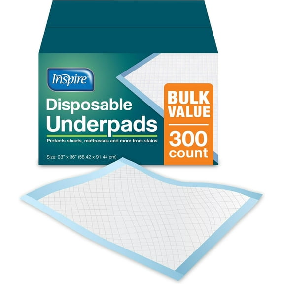 Disposable Chux Underpads, 23 x 36 Inches, (Pack of 300)
