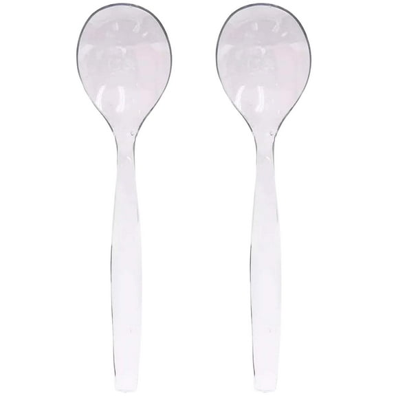 Disposable Clear Plastic 10" Serving Spoons - 2 Pack