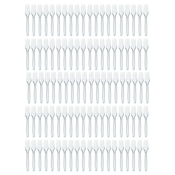 Disposable Clear Plastic Cutlery Disposable Utensils Heavyweight 100 Count Transparent Fork Set Tableware Home Decor