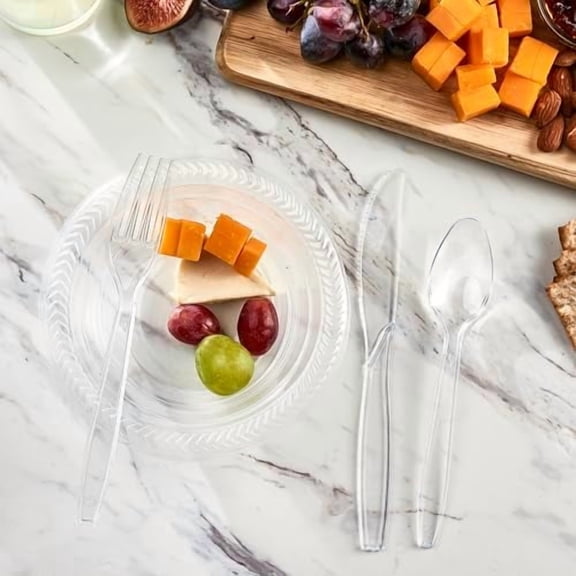 Disposable Clear Plastic Cutlery Disposable utensils Heavyweight 100 Count (Soup Spoons)
