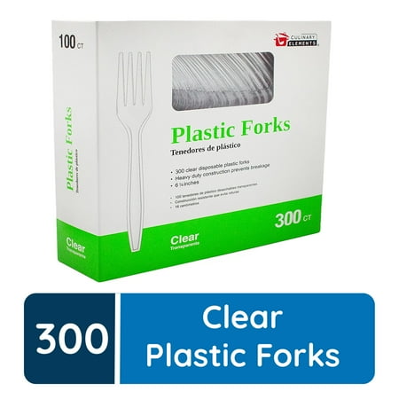 Disposable Clear Plastic Forks, Plastic Cutlery: Utensils for Parties, Picnics, Office Home & School - 300 Count