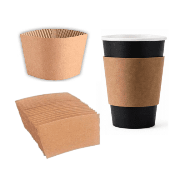 Disposable Coffee Cup Sleeves Corrugated Paper Heat Protectors, Fits 10oz-20oz Cups, Eco-Friendly Drink Insulators (50 Pack)