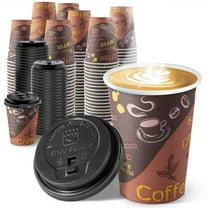 Disposable Coffee Cups with Lids 12 oz, 100 Count, To Go Coffee Cups for Hot Beverages