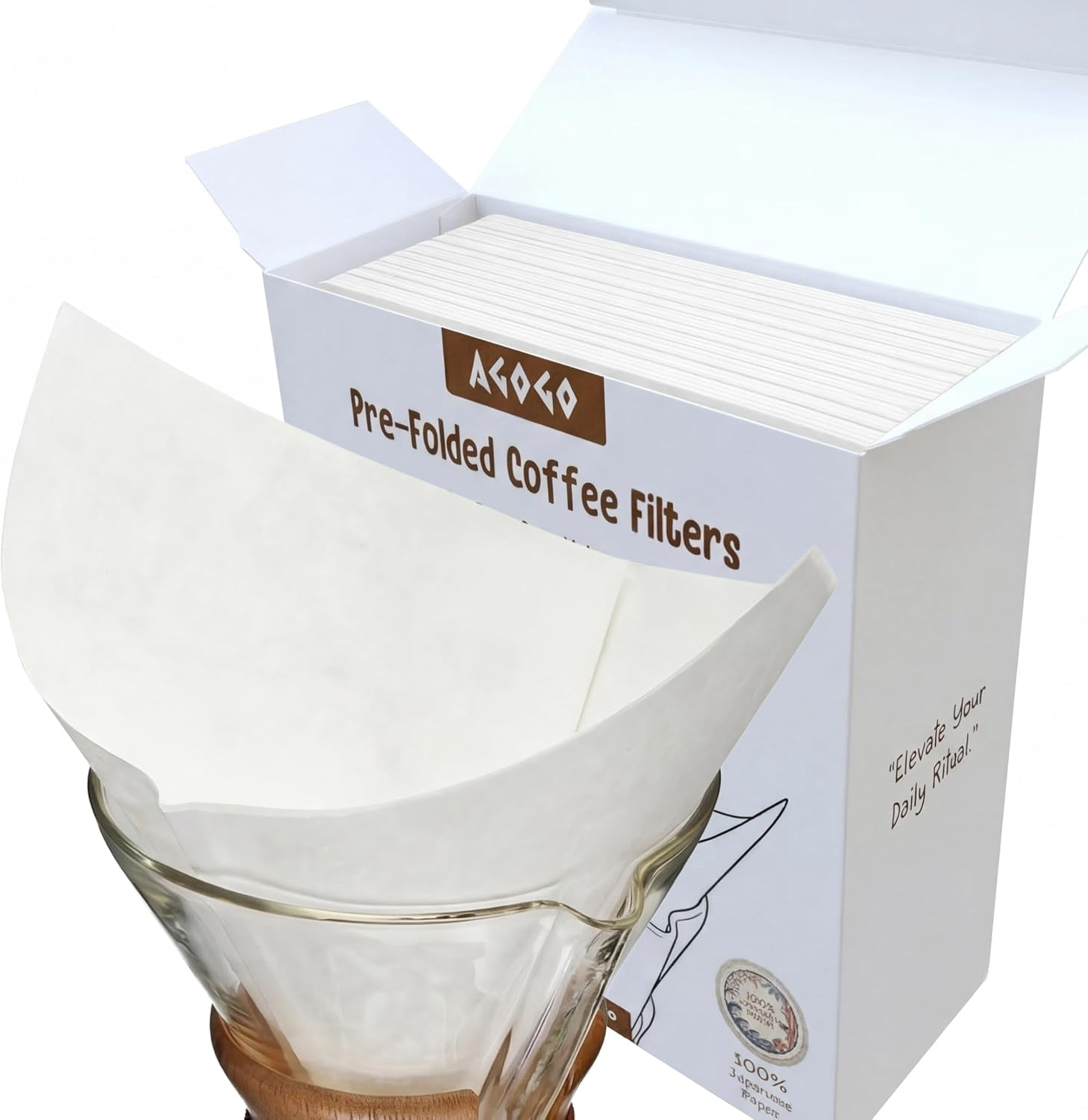 Disposable Coffee Filter for Pour Over Coffee Maker, Natural Square ...