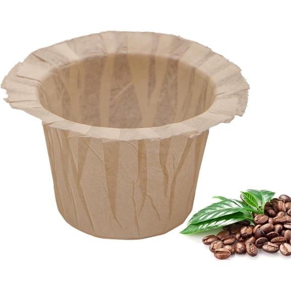 Disposable Coffee Filters, 100 Count Natural Paper Filters Compatible with Keurig Brewers Single Serve 1.0 and 2.0, Fit all Reusable Coffee Pods(Natural 100)