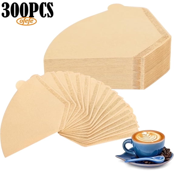 OFEFE Disposable Coffee Paper Filters for Ninja Dual Brew Coffee Maker,300 Pcs 4 Cone Replacement Filter Compatible with Ninja Dualbrew CFP301 CFP201