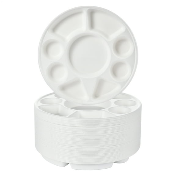 TOHU Disposable Compostable 9-Compartment Divided Plate, Round Heavy Duty Sugarcane Serving Plate for Events, Weddings, or Parties 200PC