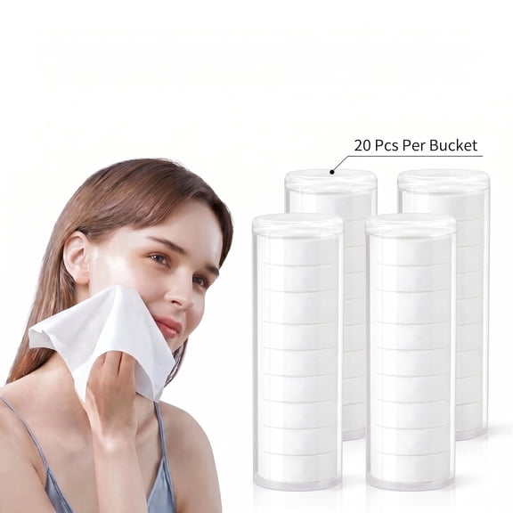 Disposable Compressed Towel Refills, 80 Count Total 4 Buckets, 20 Pcs Each, Universal Soft Face Towels Replacement for Hot Towel Warmer and Hot Towel Dispenser, Home Salon Spa Use
