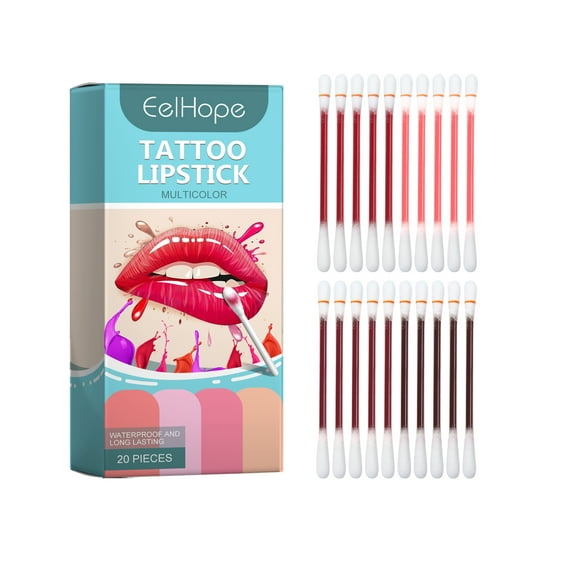 Disposable Cotton Swab Lip Glaze - Long-Lasting Moisture & Vibrant Color, 20pcs