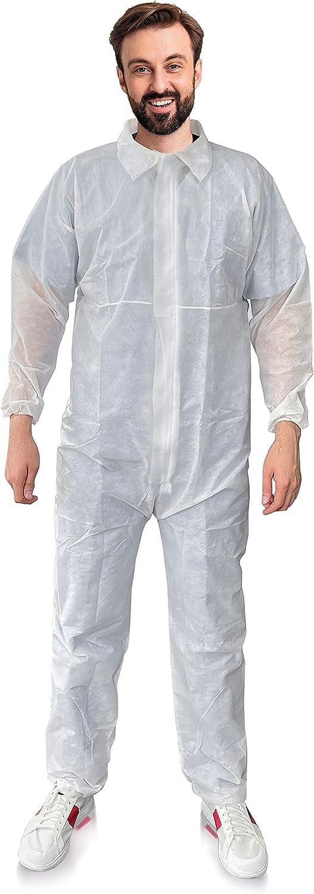 Disposable Coveralls in Bulk. Pack of 25 White Adult Industrial PPE