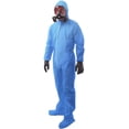 thumbnail image 1 of Disposable Coveralls with Hood, Elastic Wrists, and Boots, Blue Polypropylene, 50 GSM, 25 Count, X-Large, 1 of 8