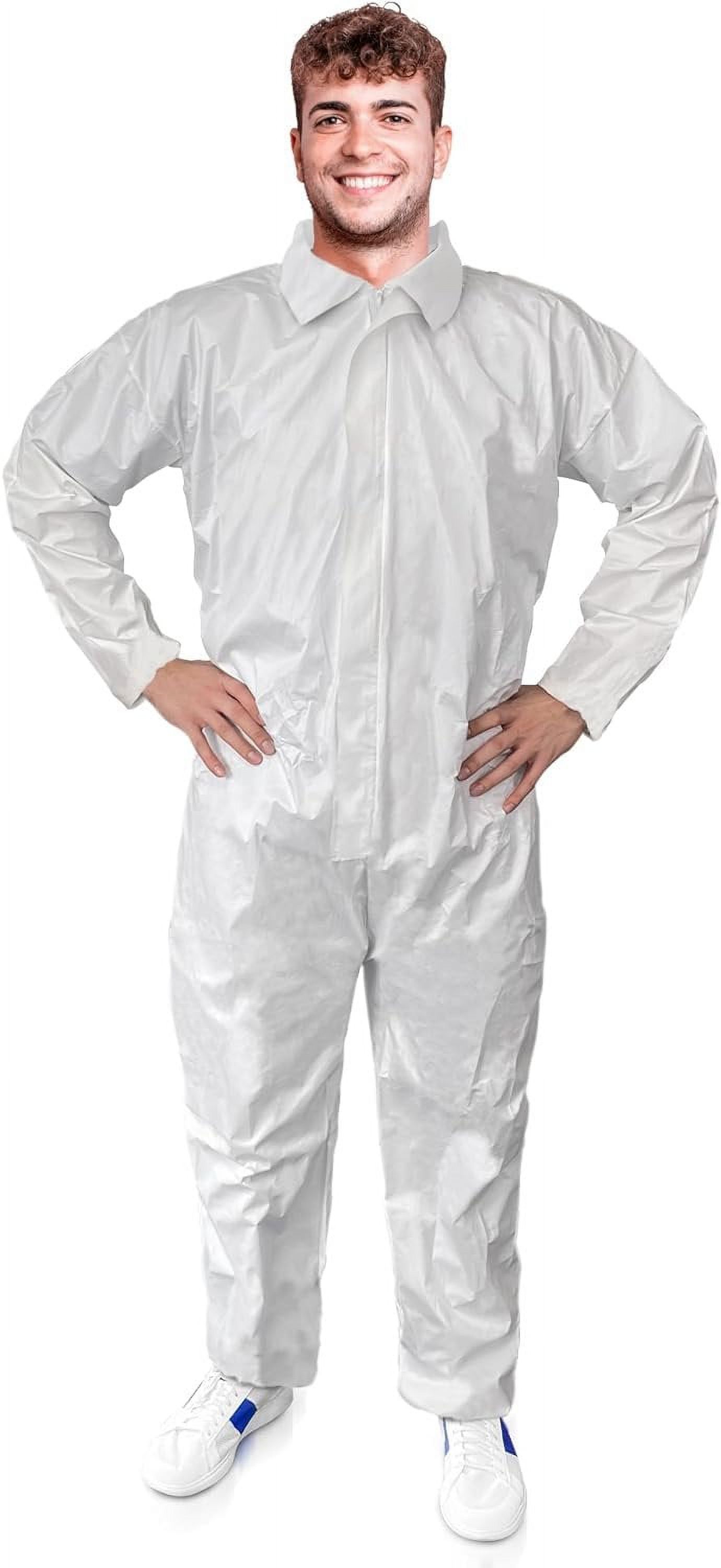 Disposable Coveralls for Men and Women, 4XLarge, Pack of 25 White Hazmat Suits Disposable, 60