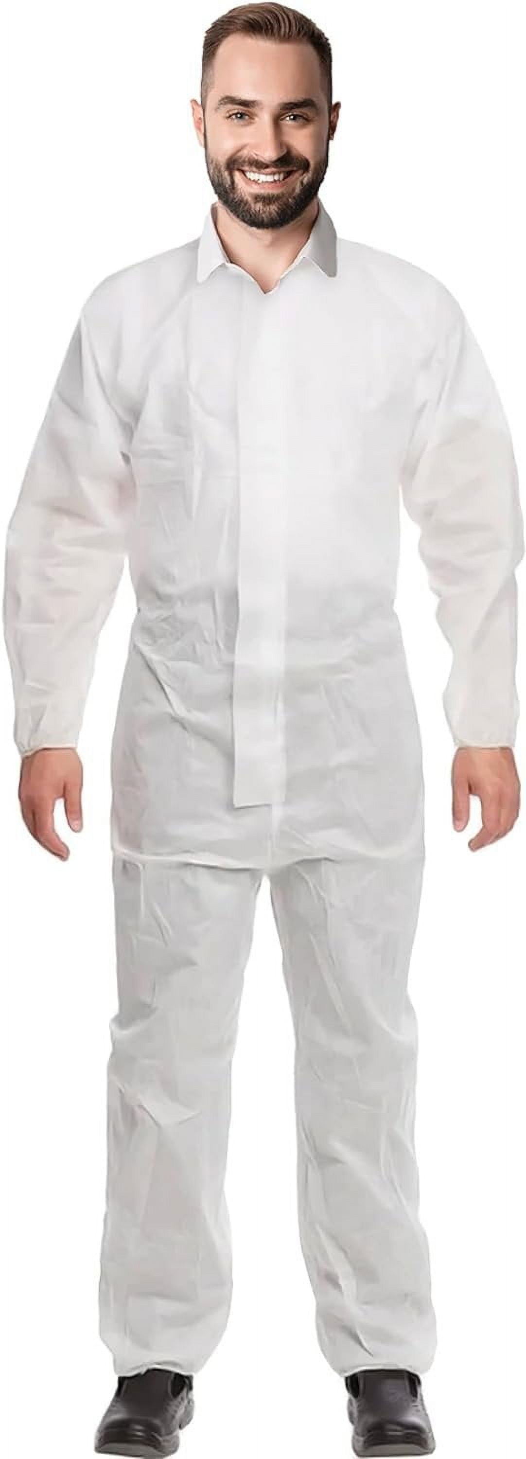 Disposable Coveralls for Men, Women, Large Pack of 100 White Coverall