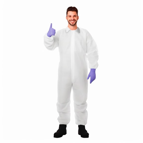 Disposable Coveralls for Men & Women X-Large, White, 25 Pack, 70 GSM Polypropylene Suit, Lightweight Work Coveralls, Front Zipper, Breathable Design