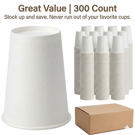 Disposable Cups -- White 8OZ [300 Pack]