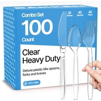 100-Piece Heavy Duty Disposable Clear Plastic Cutlery Silverware