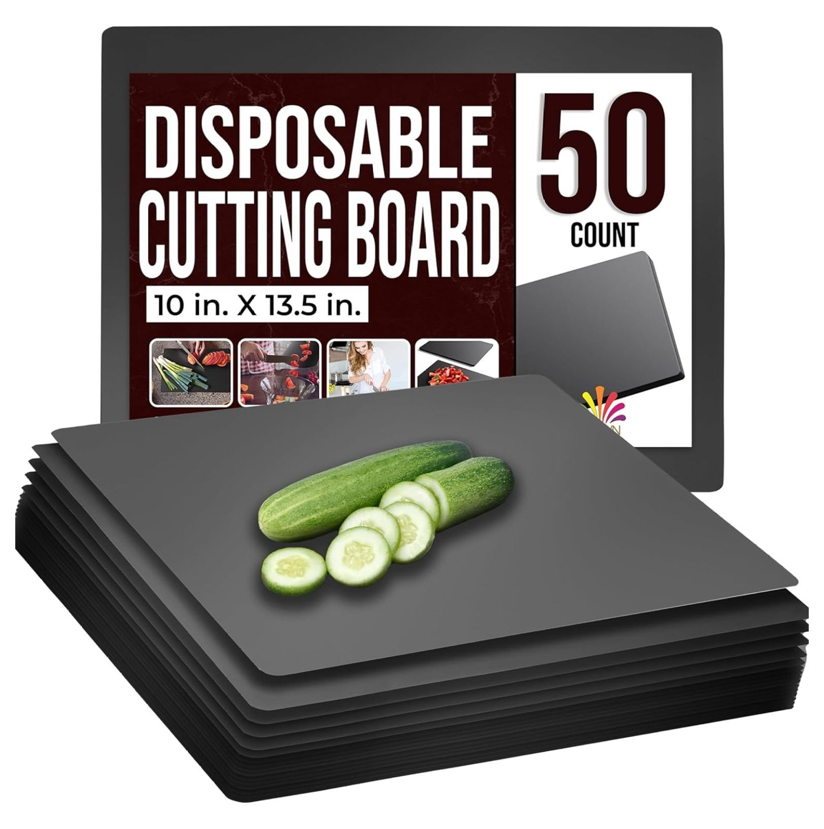 Disposable Cutting Boards for Kitchen 50 Count Black Cutting Board 10