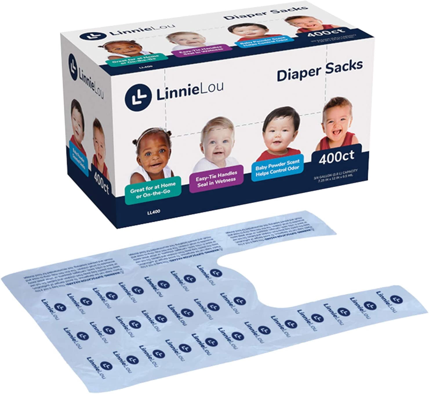 Disposable Diaper Sack Portable Essentials kit, (400 Pack), Blue (LTISLL400)