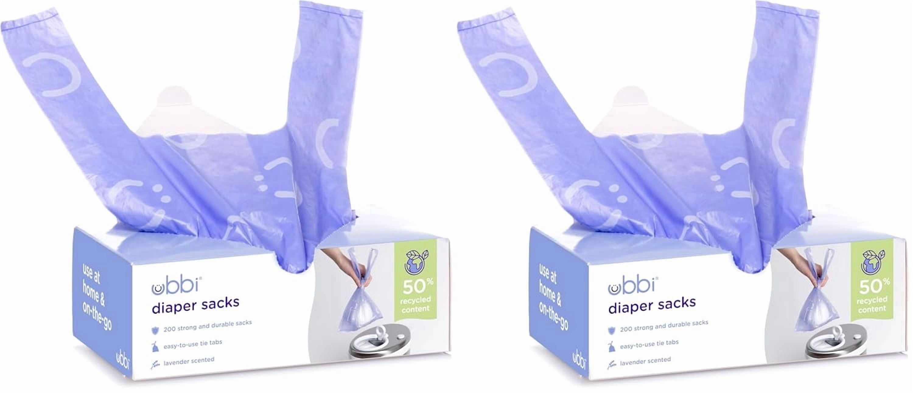 Disposable Diaper Sacks, Lavender Scented, Easy-To-Tie Tabs, Diaper Disposal or Pet Waste Bags, 200 Count (Pack of 2)
