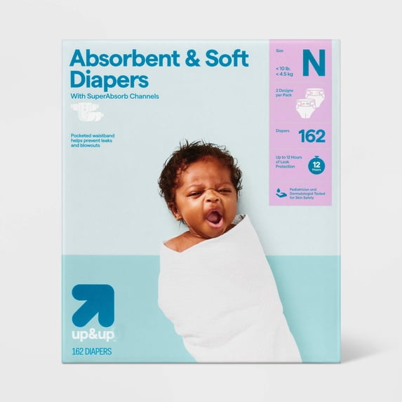 Disposable Diapers - Newborn Size - 162ct